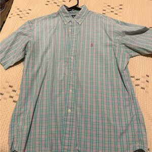 Ralph Lauren Blue and Pink Plaid Button-Down Shirt